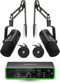 Movo Podcast Equipment Bundle - Phantom USB Audio Interface, 2 UM6 XLR/USB-C Dynamic Microphones, and 2 Boom Arms - Professional Dual Microphone Setup for Podcasting and Streaming