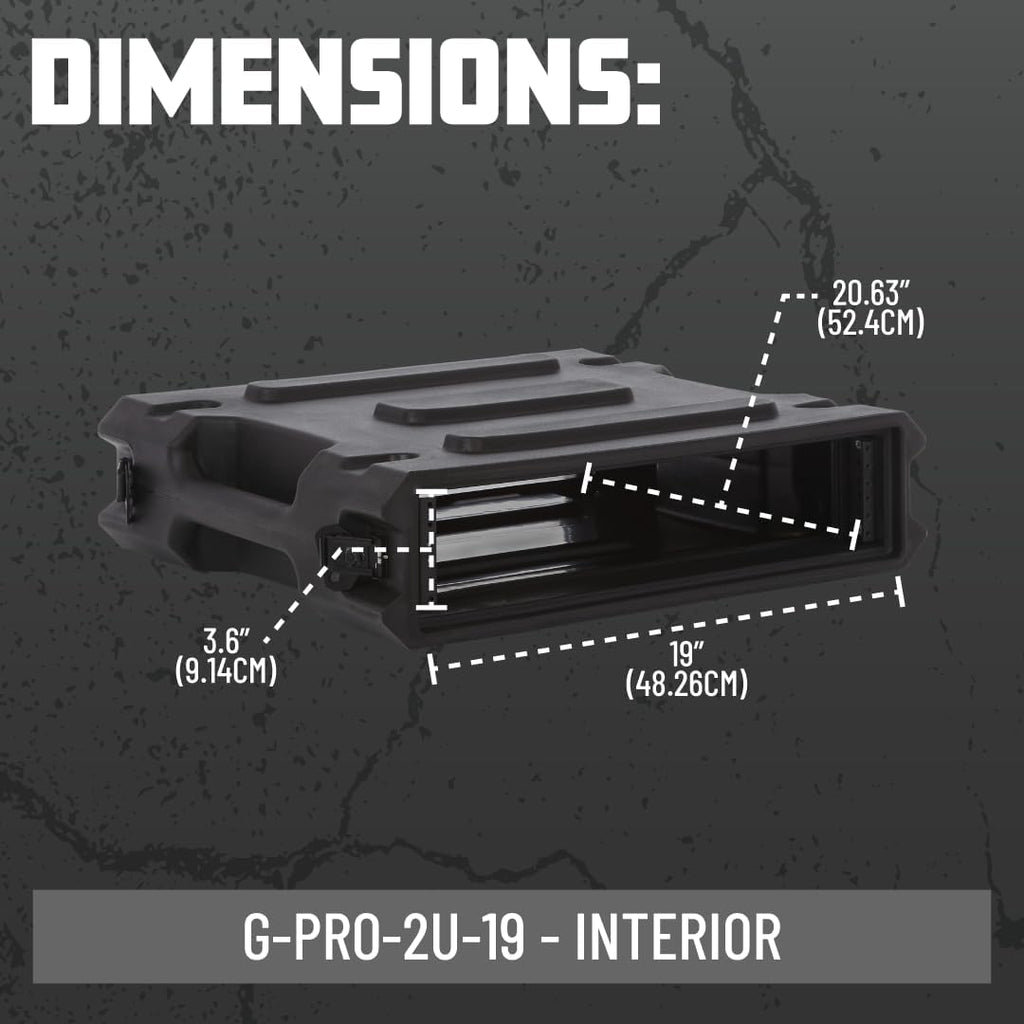 Gator Cases Pro Series 2U Rack Case with Standard 19' Depth, Roto Molded Made in USA (G-PRO-2U-19)