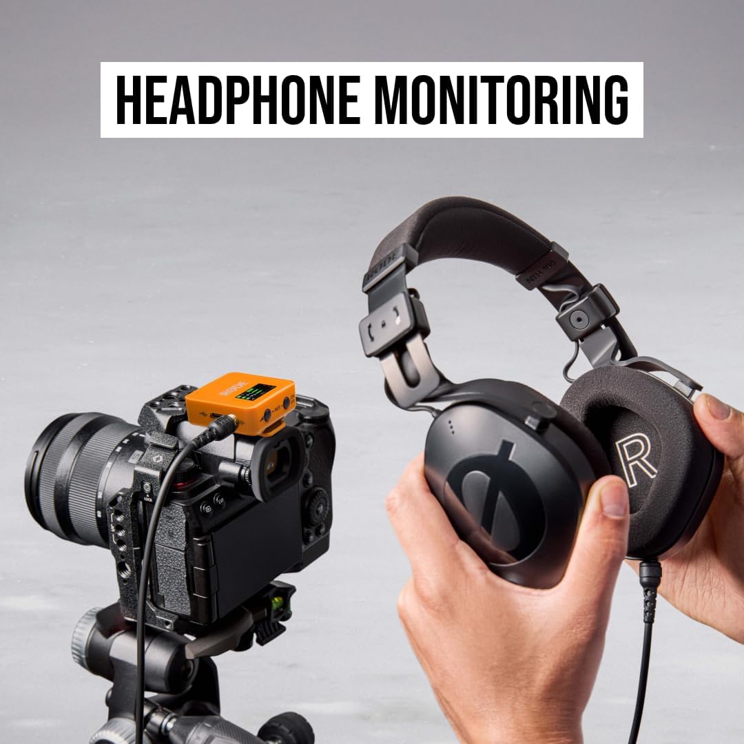 RØDE Wireless GO (Gen 3) – Compact Wireless Mic – Pristine Audio, 32-bit Float Recording, Automatic Level Control, for Phones, Cameras and Computers (Orange)