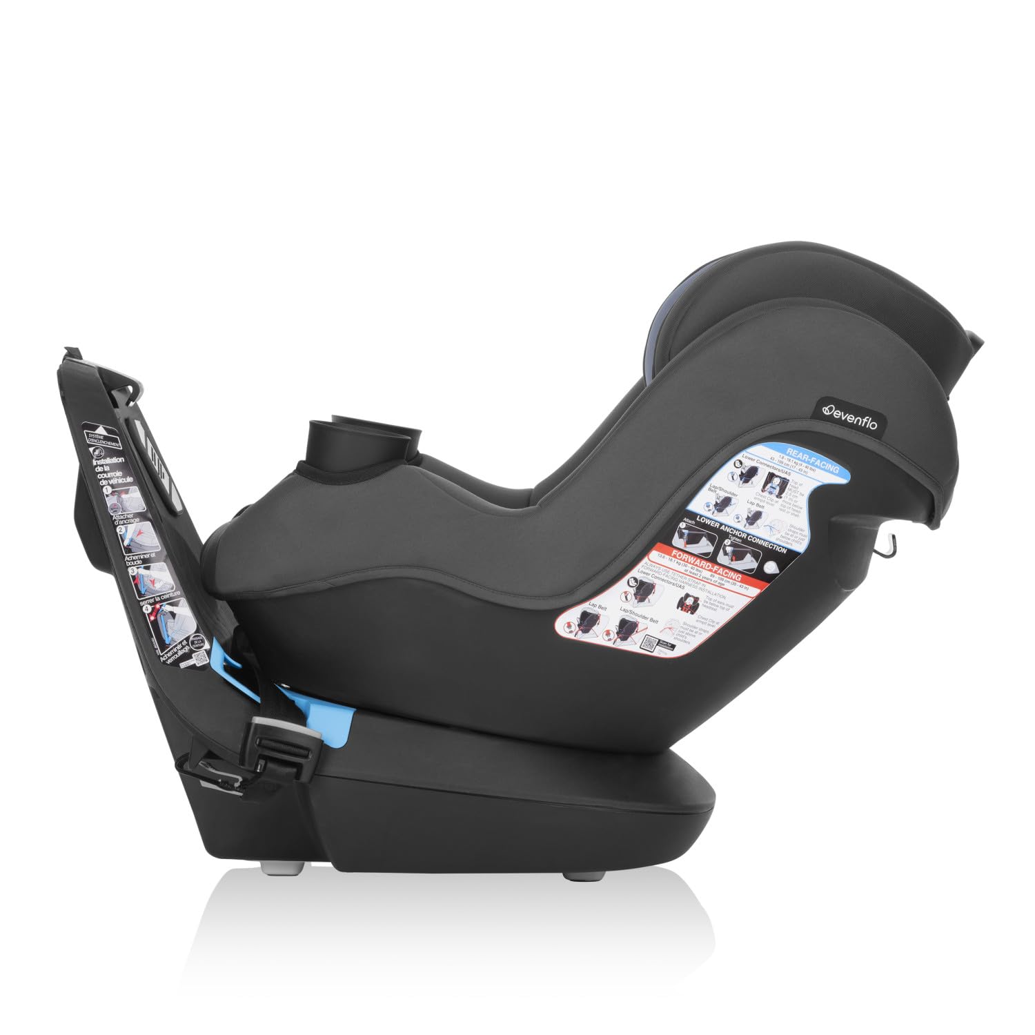 Evenflo REO by Revolve360 Rotating 2-in-1 Convertible Car Seat, 360 Degrees, Infant to Toddler, Forward and Rear Facing, Compact Design, One-time Install (Brookline)