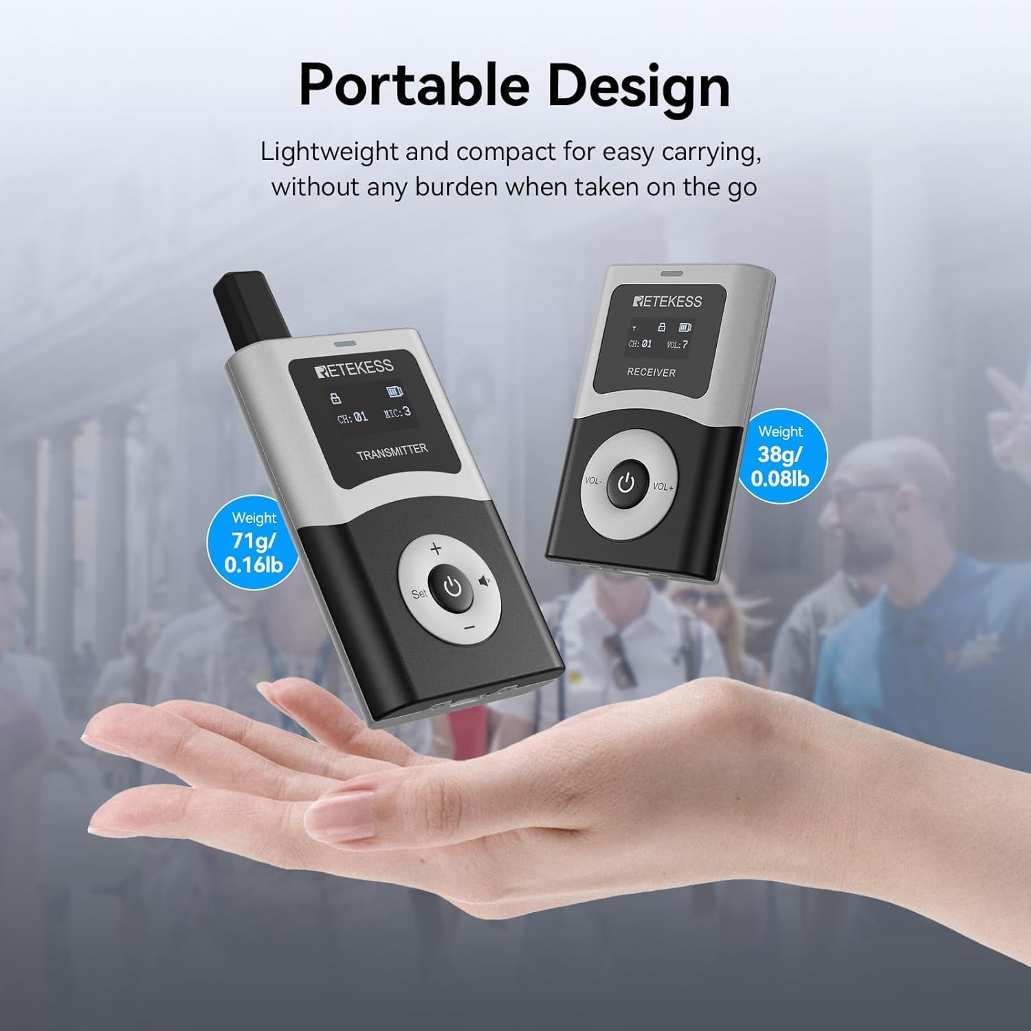 Retekess T130U(4nd Gen T130) Wireless Tour Guide System,Clear Sound Quality Digital Tour Guide Headsets, 200m, Stable Signal, Assistive Listening System for factory,Travel(2 Transmitters 32 Receivers)