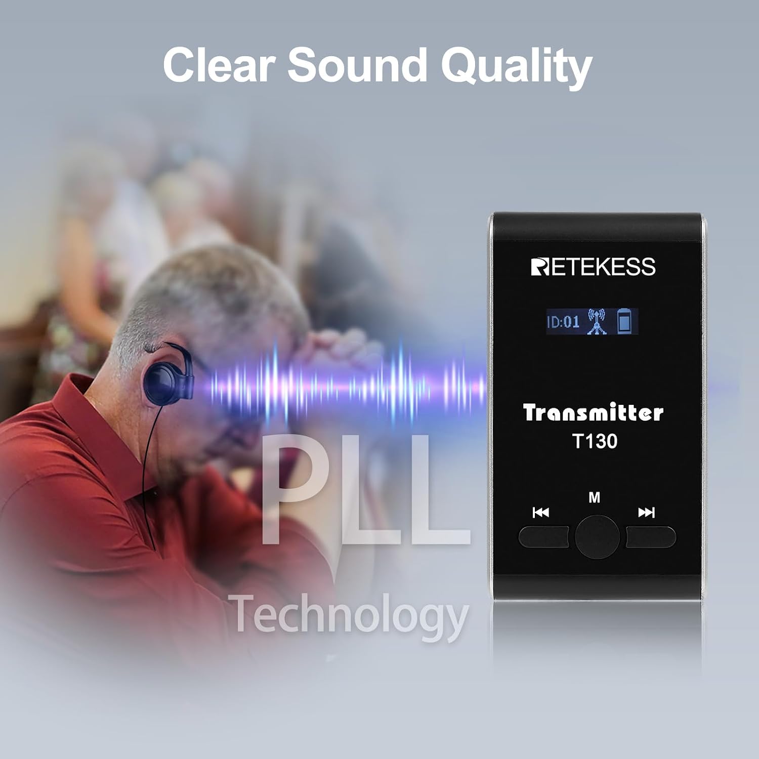 Retekess T130 Tour Guide System, Tour Guide Headsets with 2 Wireless Mic, 32-Slot Charge Case, Assistive Listening System for Church,School(2 Transmitters 30 Receivers)