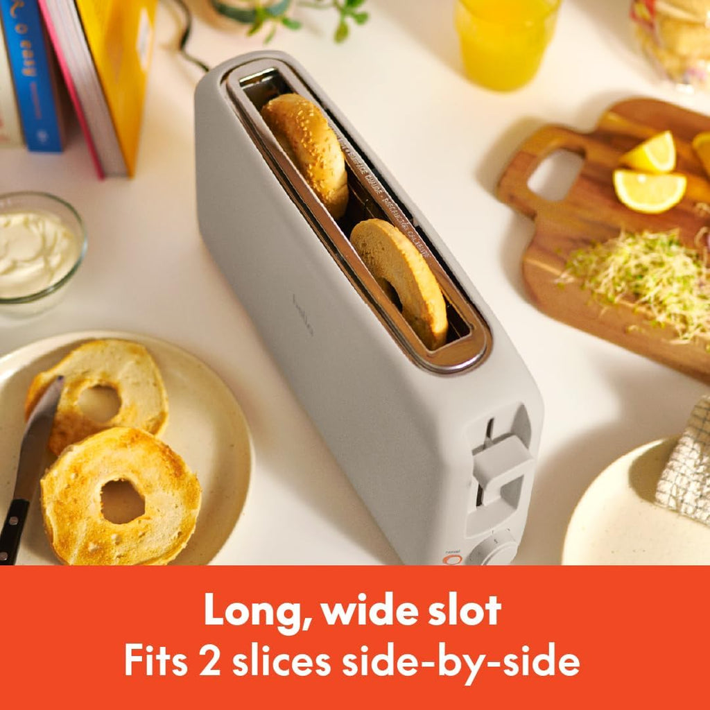 bella 2 Slice Slim Toaster,Fits-anywhere™ Kitchenware,6 Setting Shade Control with Reheat & Cancel Buttons,Fits sourdough,10' Long Slot,Anti Jam & Auto Shutoff,900 Watt,Oatmilk,(Pack of 6)