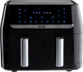 Aria 10 Qt Dual Air Fryer with 2 Baskets, Smart Sync Dual Air Fryers, Easy Clean Dishwasher Safe Double Basket, Large Sized for Family Meals, XL Touchscreen Display, 8 Meal Presets, Black