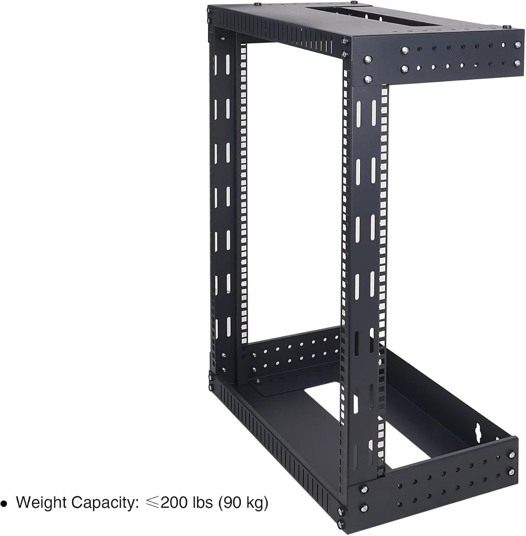 Sound Town 2-Post 15U Wall-Mount Open Frame Server and Network Equipment Rack with Adjustable Depth 12'-20' (ST2PWOR-A15U)