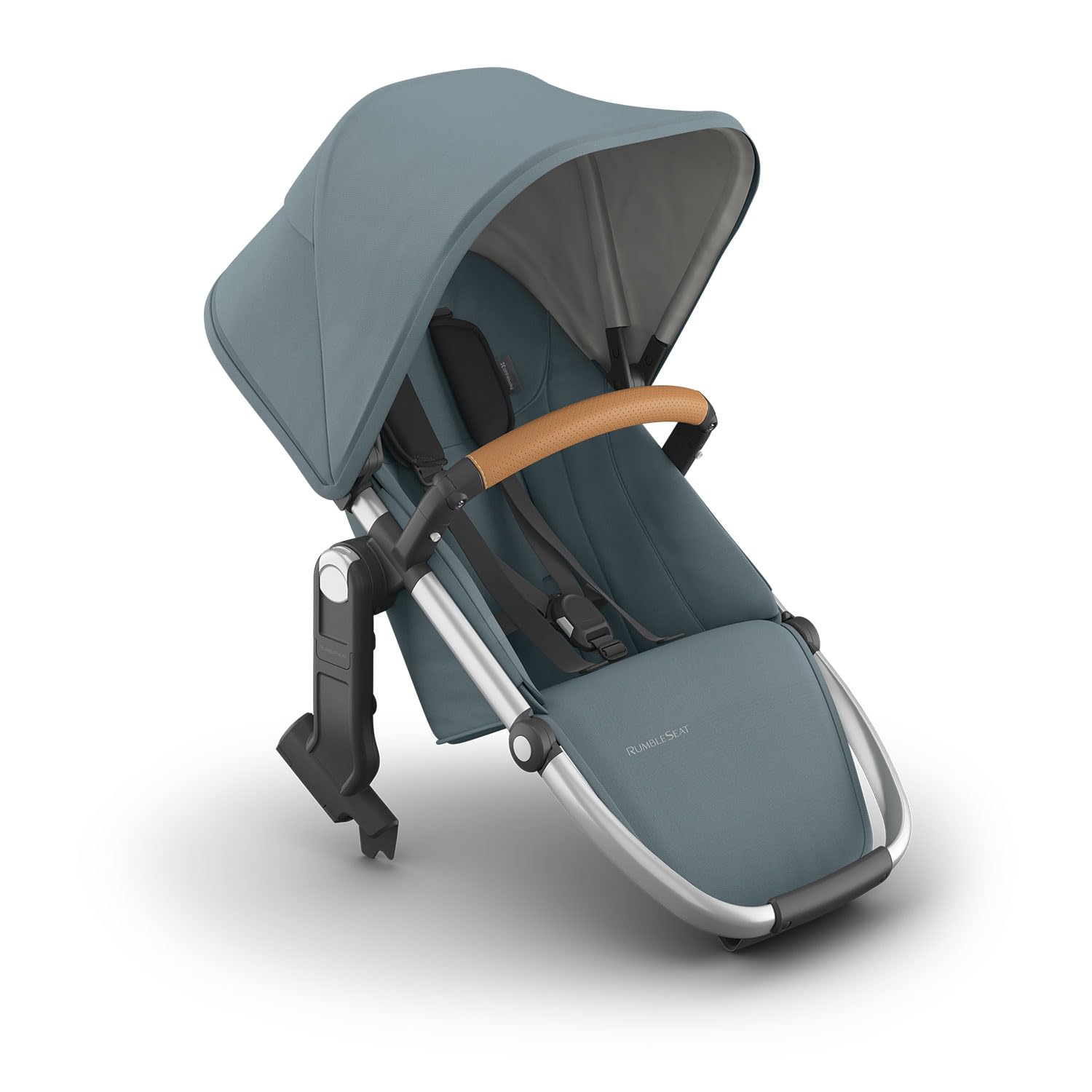 UPPAbaby RumbleSeat V3 Second Lower Seat - Compatible with Vista V2 and Vista V3 - All-Weather Seat + Magnetic Buckle – Adapters Included - Callum (Stone Blue/Silver Frame/Sand Leather)