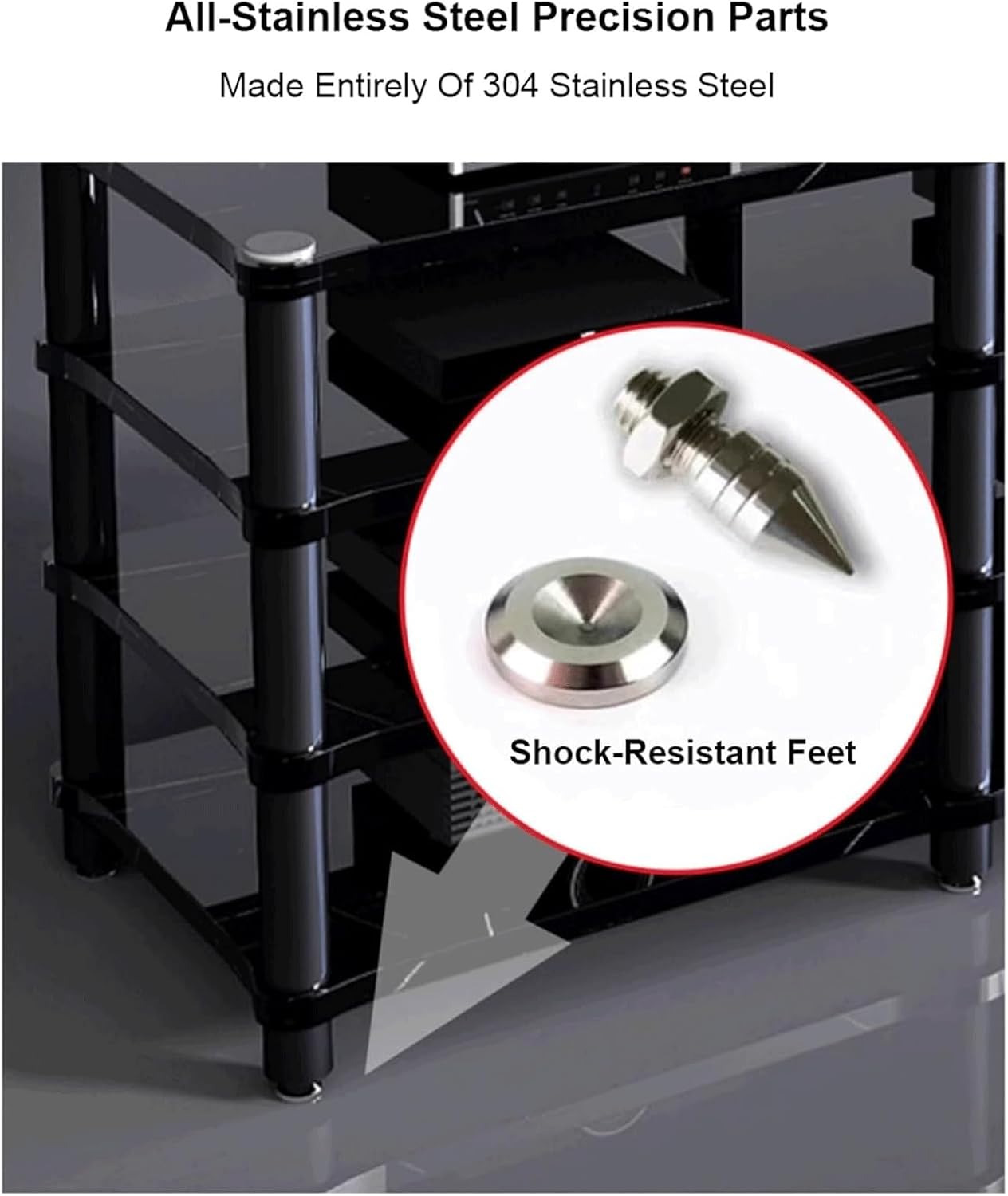 Audio Rack 1/2/3/4 Tier Stereo Rack Audio Equipment Rack Audio Stereo Shelf Wooden HiFi Rack Audio-Video Shelving Shock-Absorbing(Wei�,2 Tier)