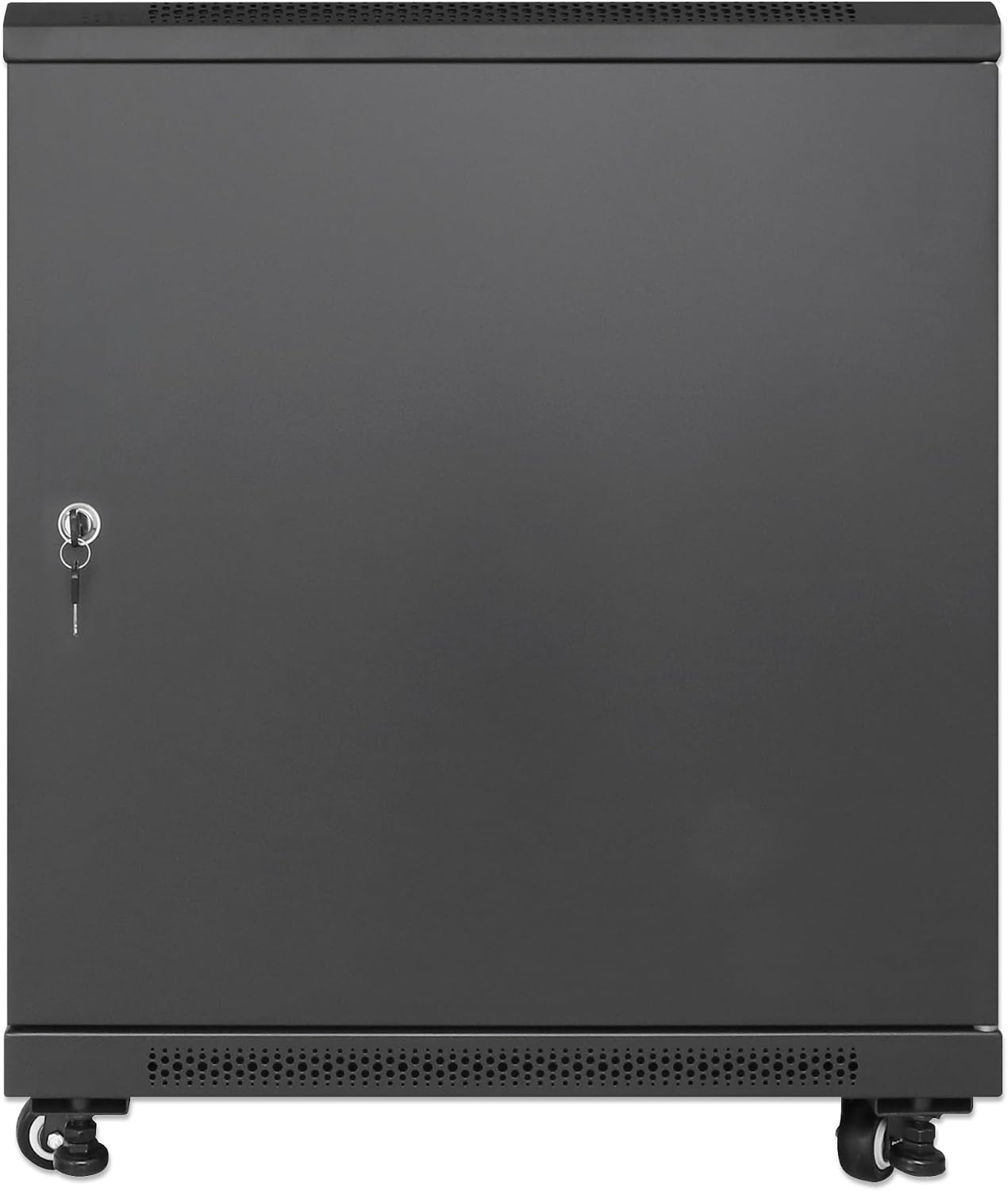 Intellinet 12U Network Server Rack Enclosure Cabinet with Integrated Fans – IP20 Rated, Reversible Tempered-Glass Front Door, Removable Side Panels – 3 Yr Mfg Warranty