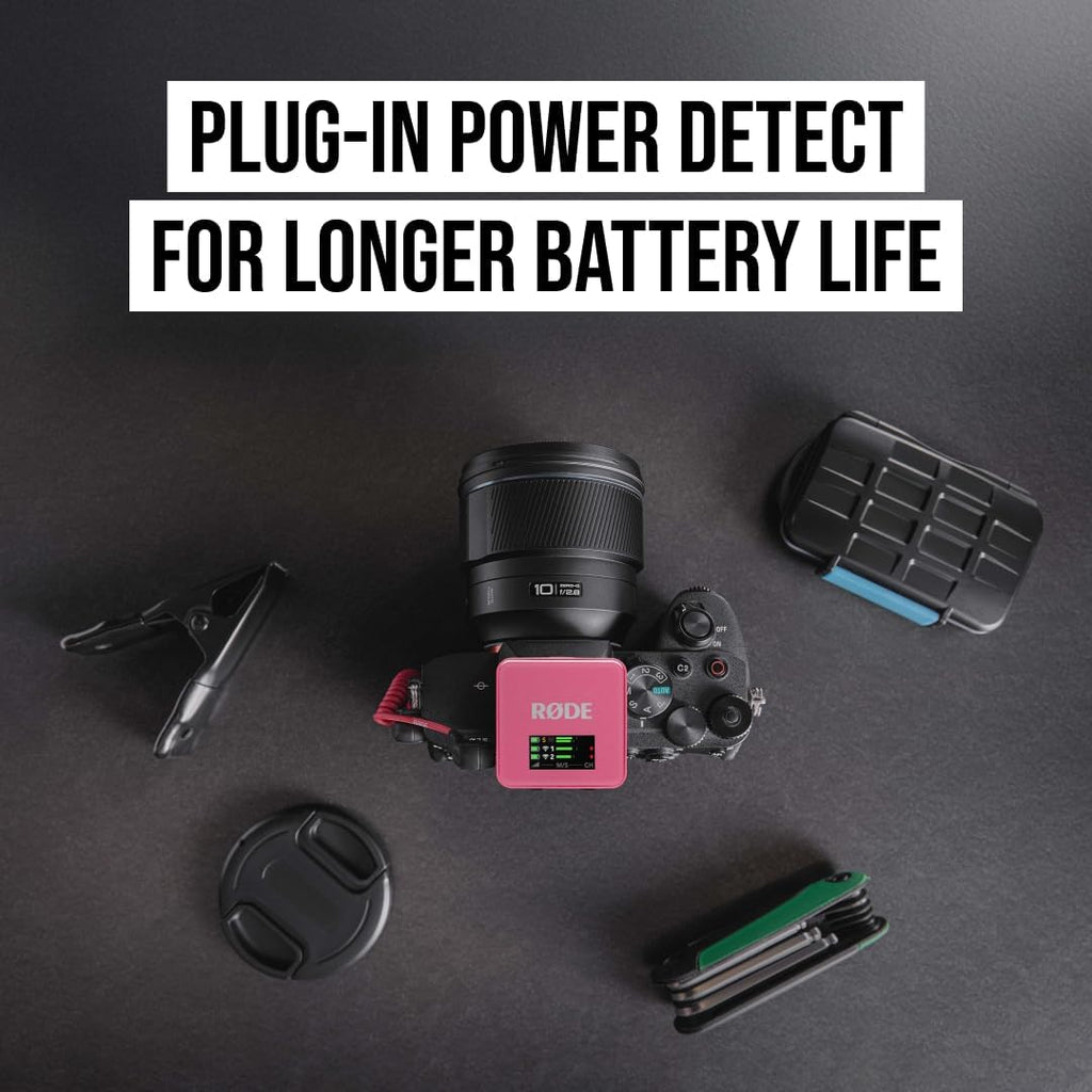 RØDE Wireless GO (Gen 3) – Compact Wireless Mic – Pristine Audio, 32-bit Float Recording, Automatic Level Control, for Phones, Cameras and Computers (Pink)