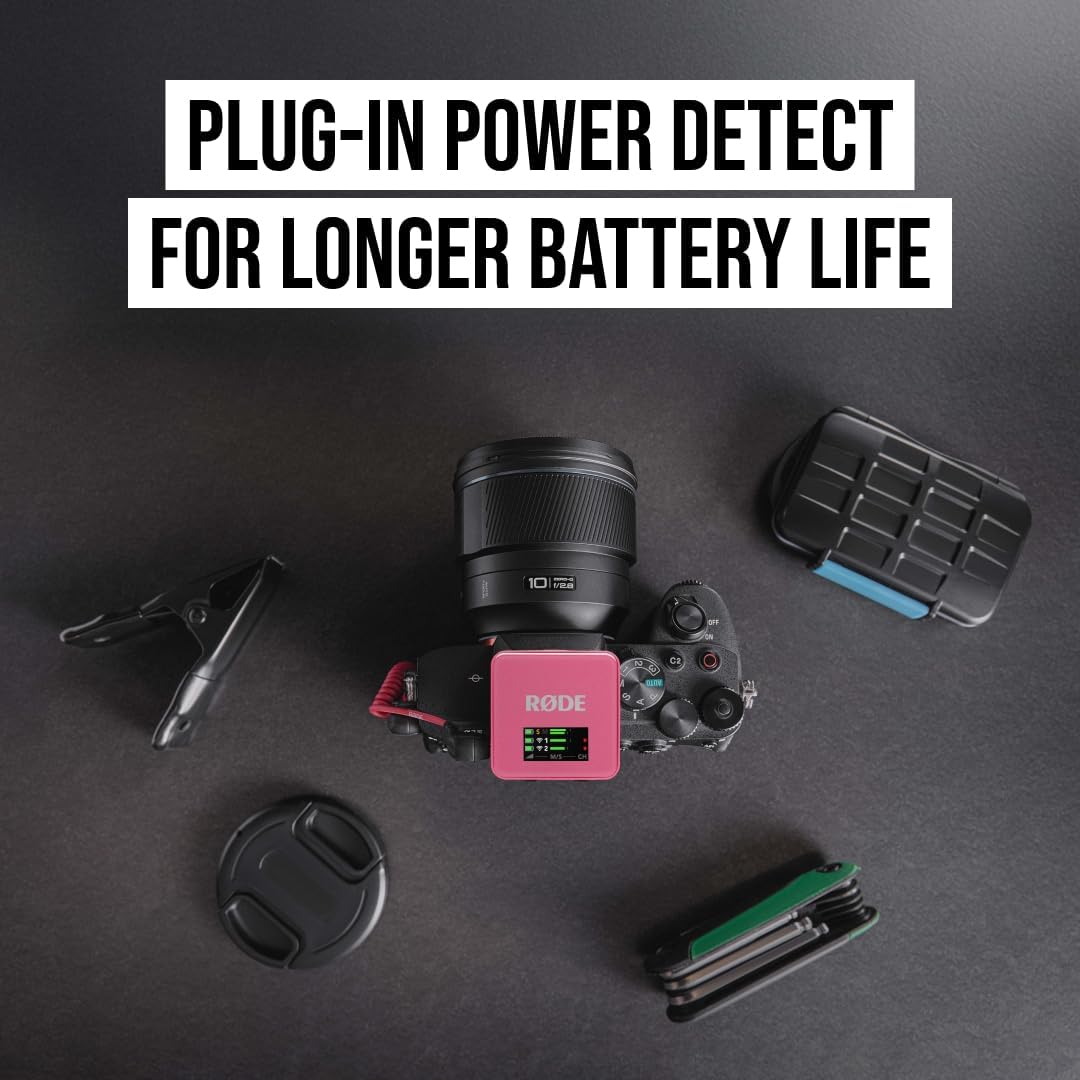 RØDE Wireless GO (Gen 3) – Compact Wireless Mic – Pristine Audio, 32-bit Float Recording, Automatic Level Control, for Phones, Cameras and Computers (Pink)