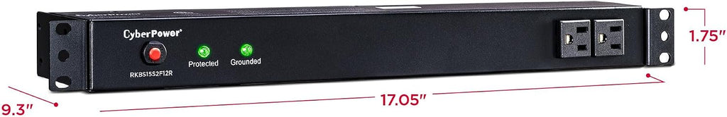 CyberPower RKBS15S2F12R Rackbar Surge Protector, 120V/15A, 14 Outlets, 15 Foot Power Cord, 1U Rackmount, UL Listed