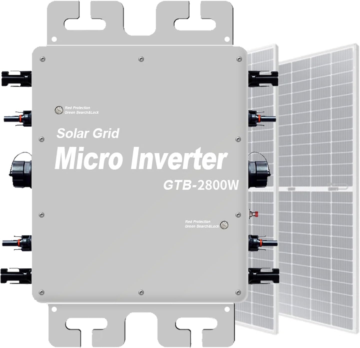 MPPT Solar Micro Inverter 2000W 2400W 2800W, DC 24V-60V to AC 120/230V, for Home Commercial Solar Panels 2000W-Grey