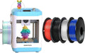 Geeetech 3D Printer Kit with 4 Classic Colors 3D PLA Filament Bundle,Black White Red and Blue PLA Filament,Mini 3D Printer for Kids and Beginners with Auto Leveling,Print Area 3.94×4.33×3.94 in