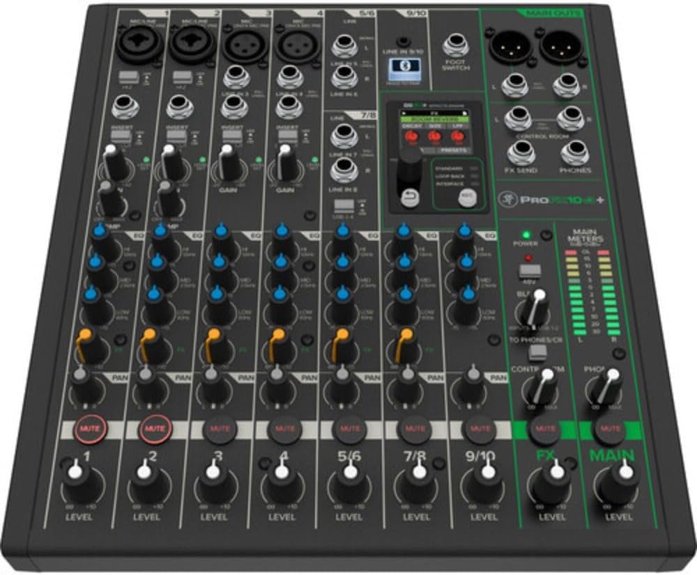 Mackie ProFX10v3+ 10-Channel Analog Mixer with Built-In FX, USB Recording, and Bluetooth Bundle with G-MIXERBAG-1515 Padded Nylon Mixer/Equipment Bag and Stereo Breakout Cable 10'
