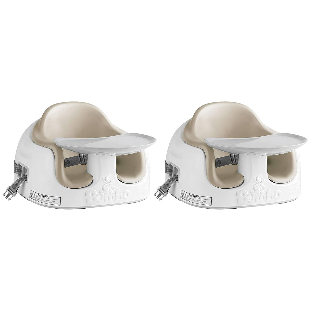 Bumbo 2 Pack 3-in-1 Multi-Seat for 6 to 36 Months, Travel Baby Feeding and Play Floor Seat, All-in-One Portable Booster with Tray & Toddler High Chair, Taupe
