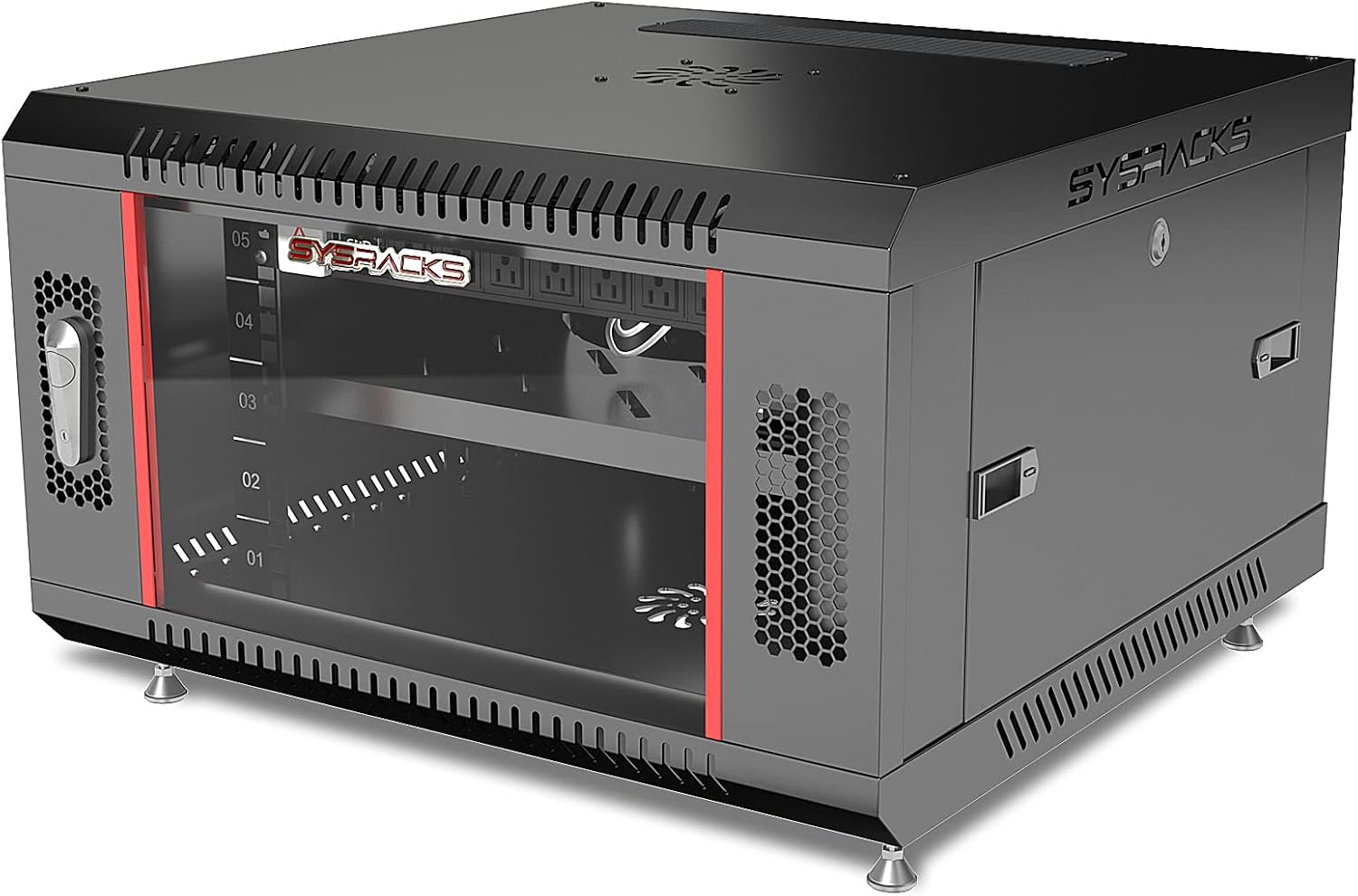6U Wall Mount Home Lab Server Rack – 19' Locking Network Cabinet, 18' Deep Router & AV Rack with Fan, PDU and Shelf for NAS, Switches and Home Network Equipment