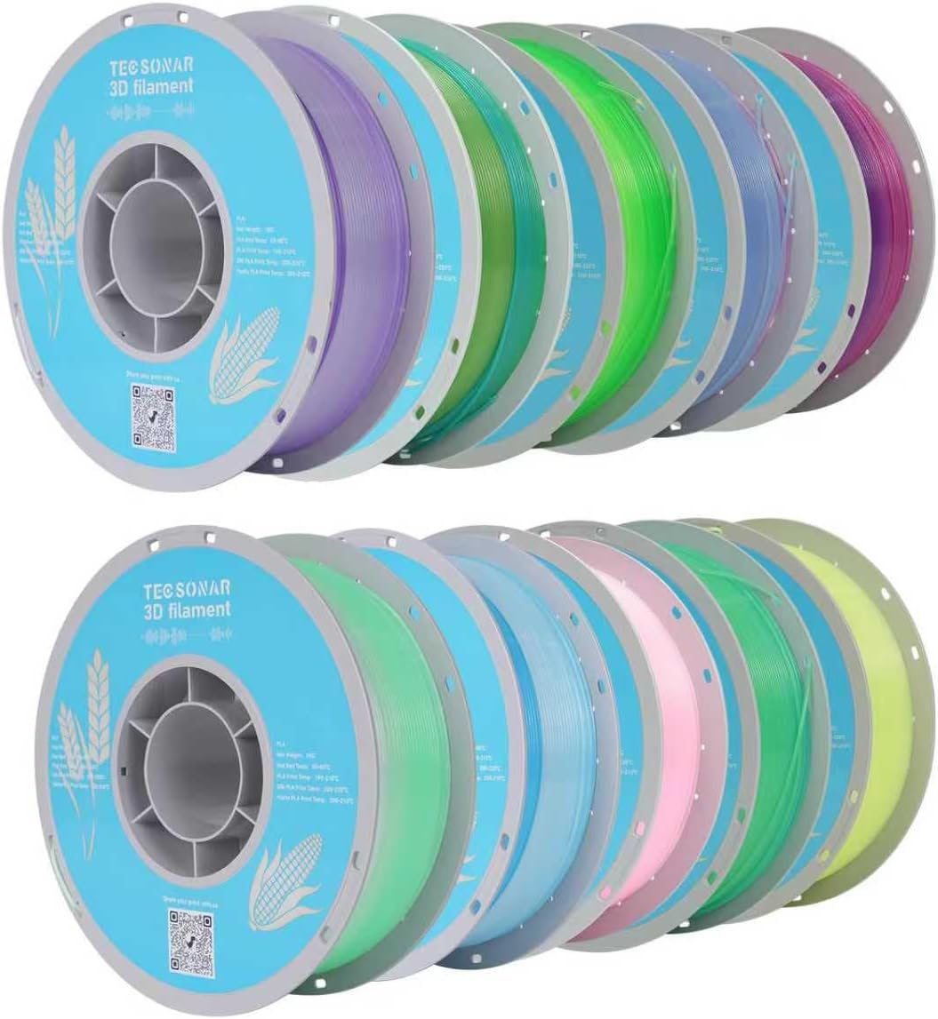 Crystal Rainbow PLA 3D Printer Filament Bundle, 10 Rolls,1KG Spool(2.2lbs) 1.75mm Gradient Filament for Most FDM 3D Printers,10 Different Crystal Rainbow Colors