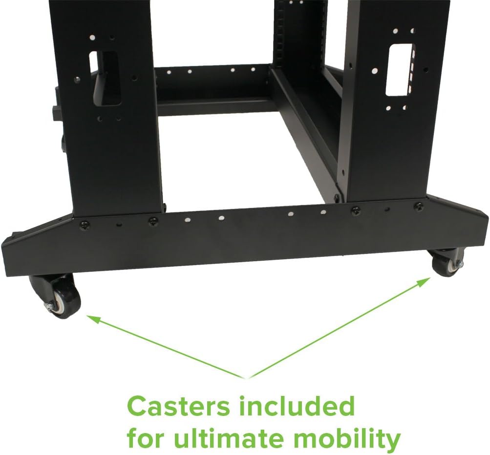 NavePoint 7ft Open Frame 19 Inch 42U 4-Post Network Server Relay Rack Rolling with Casters