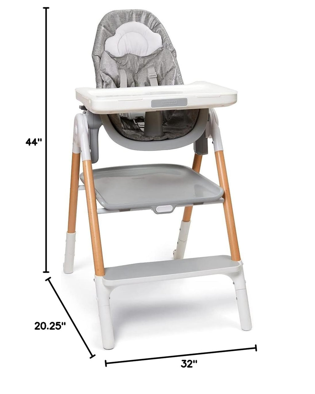 Skip Hop Baby High Chair 2-in 1 Convertible High Chair, Sit-to-Step, Grey/White