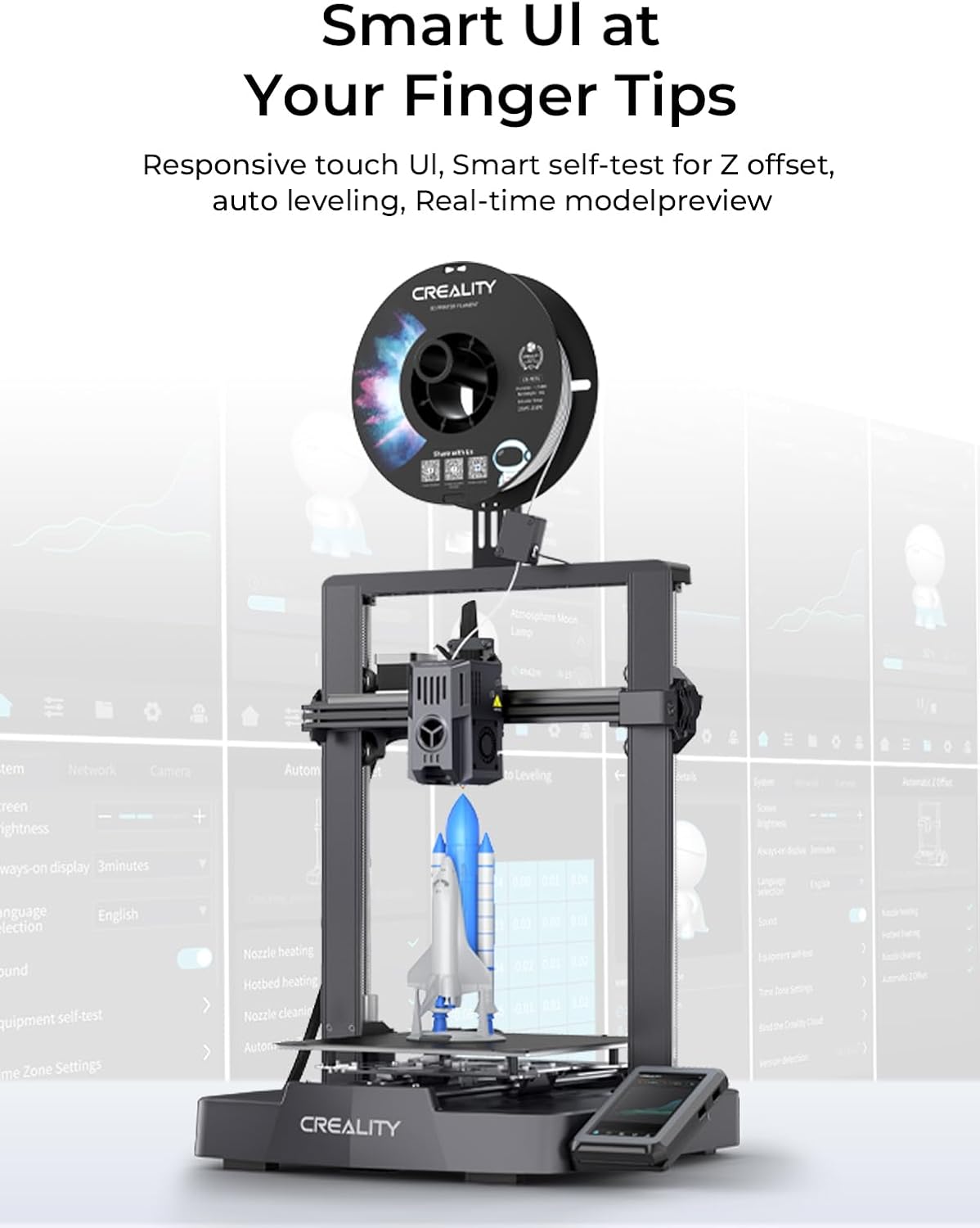 Creality Ender-3 V3 KE 3D Printer, 500 mm/s High-Speed Printing with Auto-Leveling, Sprite Direct Extruder Supports 300℃ Printing, Ultra-Smooth and Stable, 220×220×250 mm Print Volume