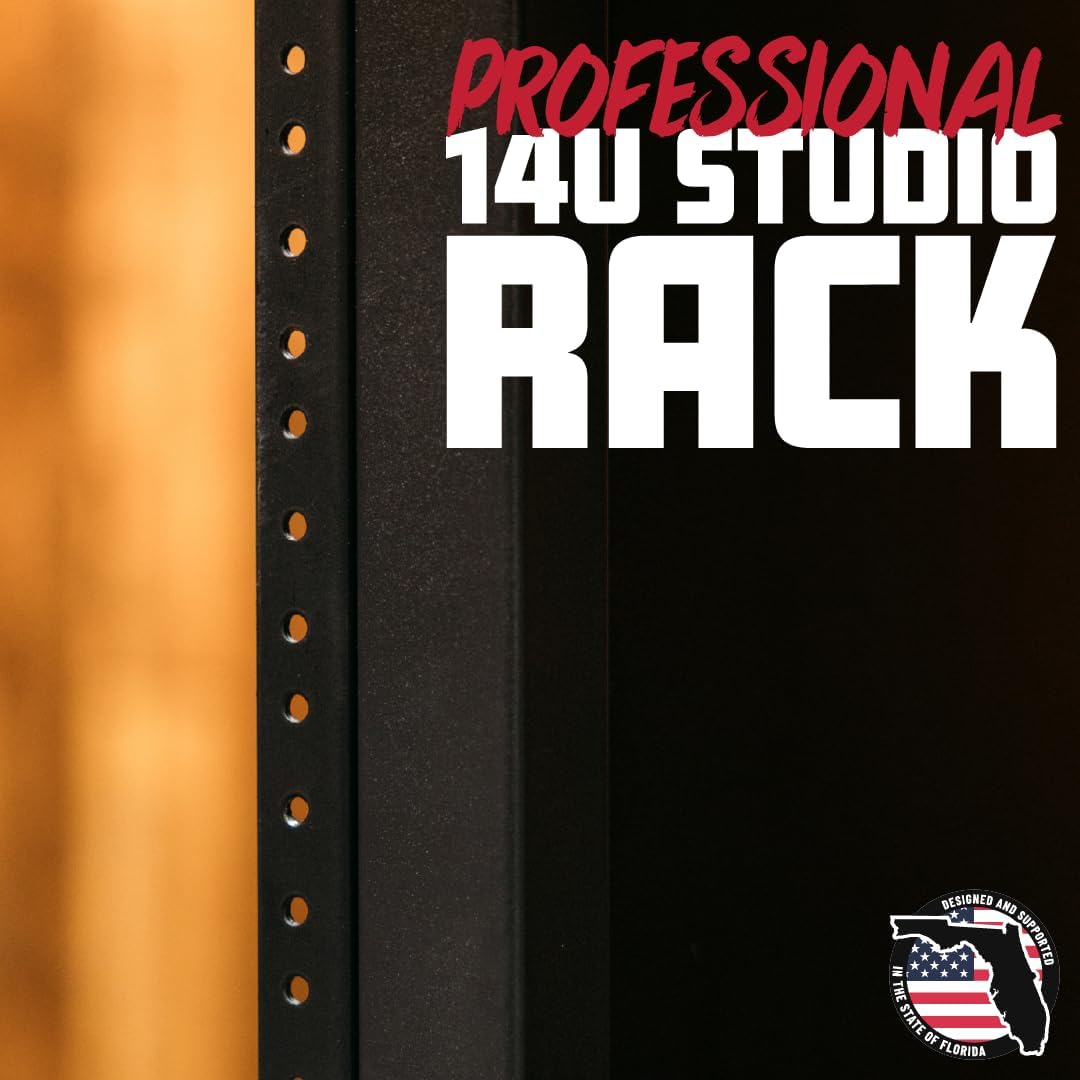 Gator Frameworks Rok-It Studio Series 14U Wood Rack Cabinet with Casters and Leveling Feet, Black (RI-STRK-14U-BLK)