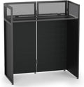 YooKoo Foldable DJ Booth for Tool-Free Assembly, DJ Table with White & Black Scrims, Metal Frame DJ Facade, DJ Stand with Cable Hole and Carry Bag, for Parties & Events & Small Studios