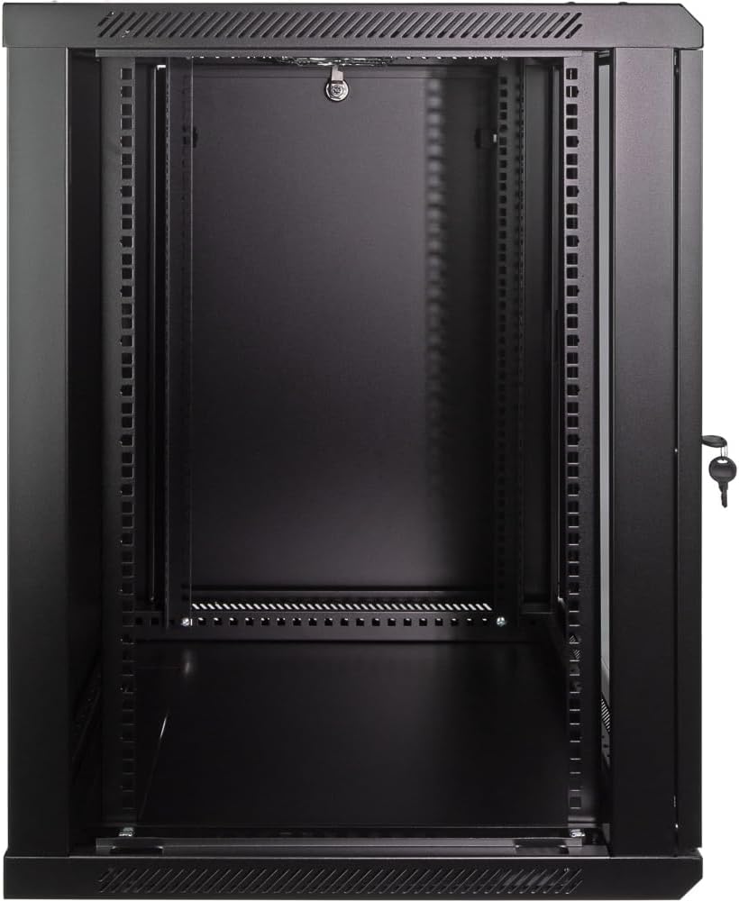 Navepoint 15U Deluxe IT Wallmount Cabinet Enclosure 19-Inch Server Network Rack with Locking Glass Door 24-Inches Deep Black