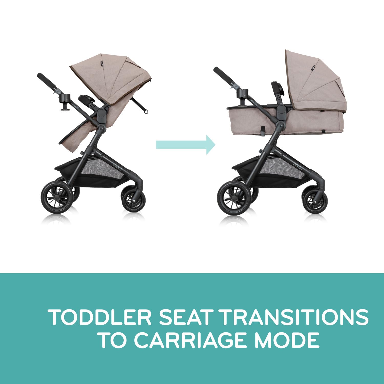 Evenflo Pivot Modular Travel System with LiteMax Preemie and Infant Car Seat (Casual Gray)