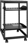 VEVOR 15U Open Frame Server Rack, 23''-40'' Adjustable Depth, Free Standing or Wall Mount Network Server Rack, 4 Post AV Rack with Casters, Holds All Your Networking IT Equipment AV Gear Router Modem