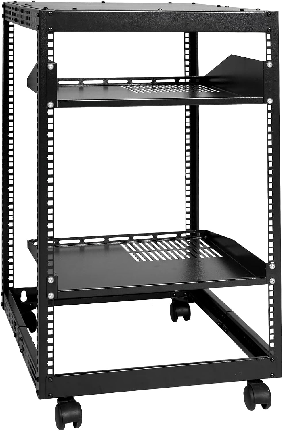 VEVOR 15U Open Frame Server Rack, 23''-40'' Adjustable Depth, Free Standing or Wall Mount Network Server Rack, 4 Post AV Rack with Casters, Holds All Your Networking IT Equipment AV Gear Router Modem