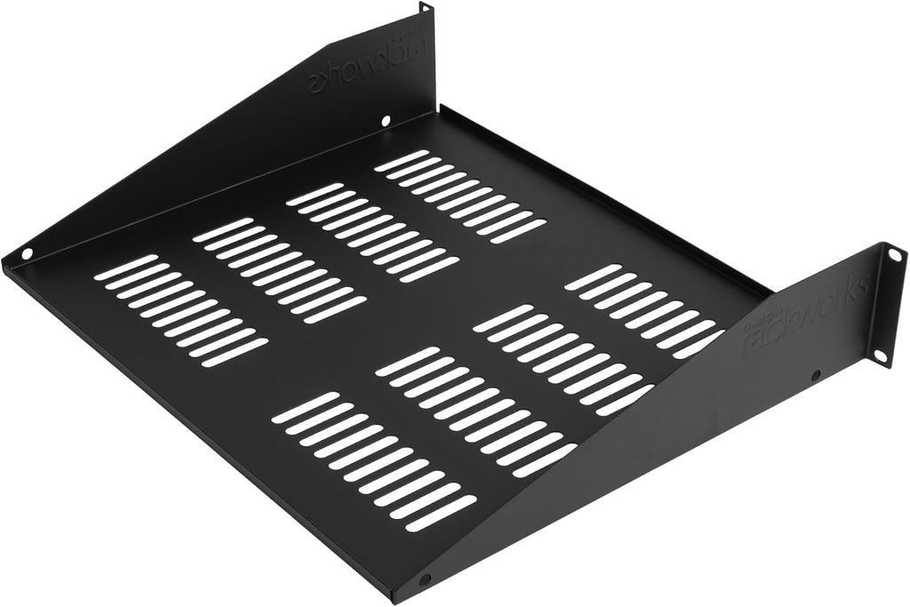 Gator Rackworks Universal Rack Mounting Vented Accessory Shelf, 2U Size - 15' Deep (GRW-SHELFVNT2)