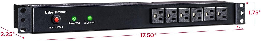 CyberPower RKBS15S6F8R Rackbar Surge Protector, 120V/15A, 14 Outlets, 15 Foot Power Cord, 1U Rackmount, UL Listed
