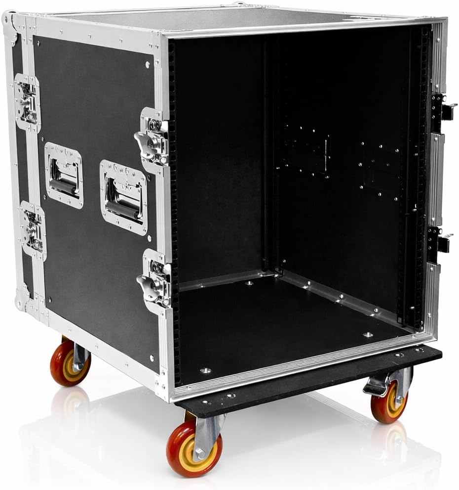 Seismic Audio SATAC12U 12U ATA Rack Case with Casters – Heavy Duty 19 Inch Road Rack for Amplifiers, Mixers, Wireless Systems