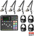 Rode RODECaster Pro 2 Podcast Mixer Bundle — 4x PodMic Mics, PSA1+ Boom Arms, Headphones, XLR Cables & 32GB SD Card | 4-Person Complete Podcast Studio Kit