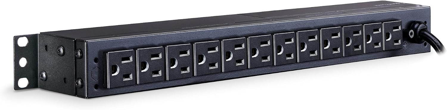 CyberPower PDU15M2F12R Metered PDU, 100-125V/15A (Derated to 12A), 14 Outlets, 1U Rackmount, 15 Foot Power Cord