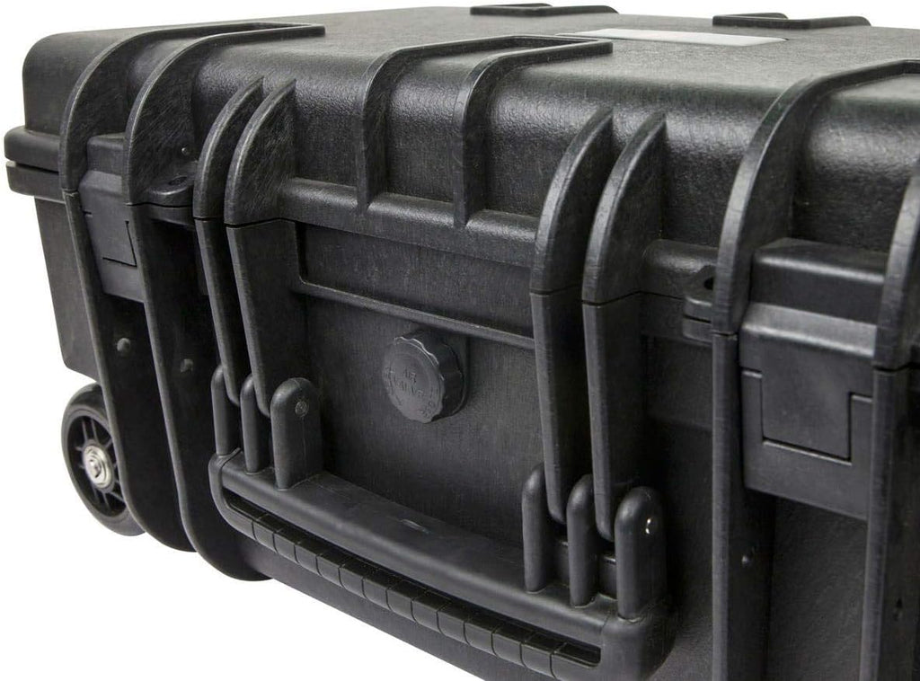 Monoprice Weatherproof Hard Case - 22 x 14 x 10 Inches, With Wheels and Customizable Foam, Shockproof, IP67, Ultraviolet And Impact Resistant Material, Black - Pure Outdoor Collection