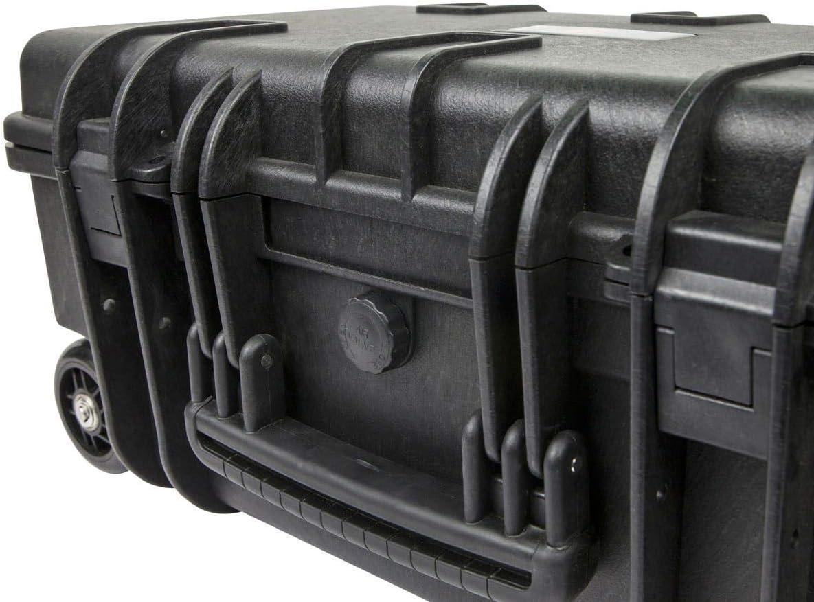 Monoprice Weatherproof Hard Case - 22 x 14 x 10 Inches, With Wheels and Customizable Foam, Shockproof, IP67, Ultraviolet And Impact Resistant Material, Black - Pure Outdoor Collection