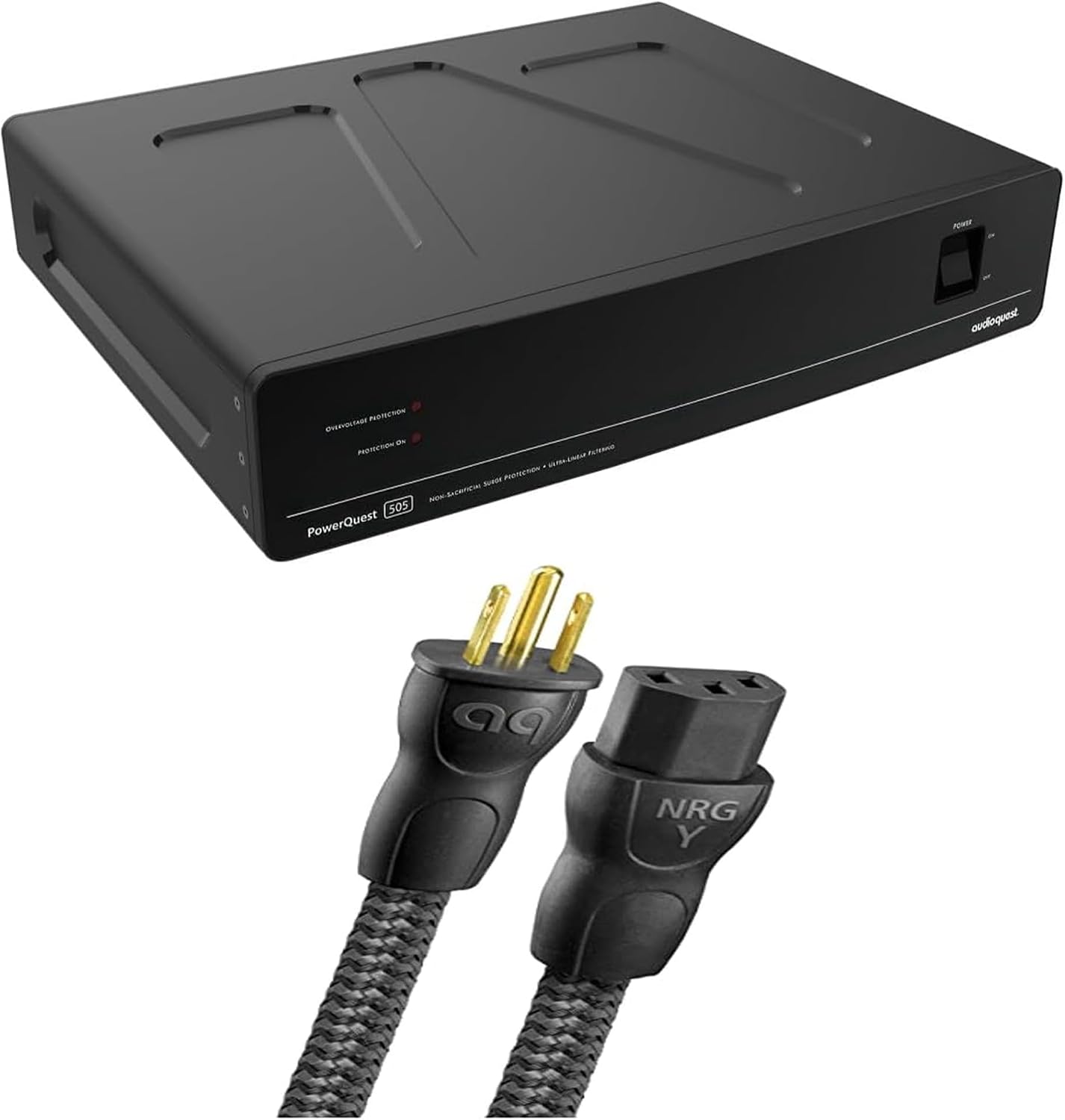 AudioQuest PQ505NA PowerQuest 505 12 Outlet Surge Protector with an AudioQuest NRGY3US01 1.0M Low-Noise AC Power Cable (2023)