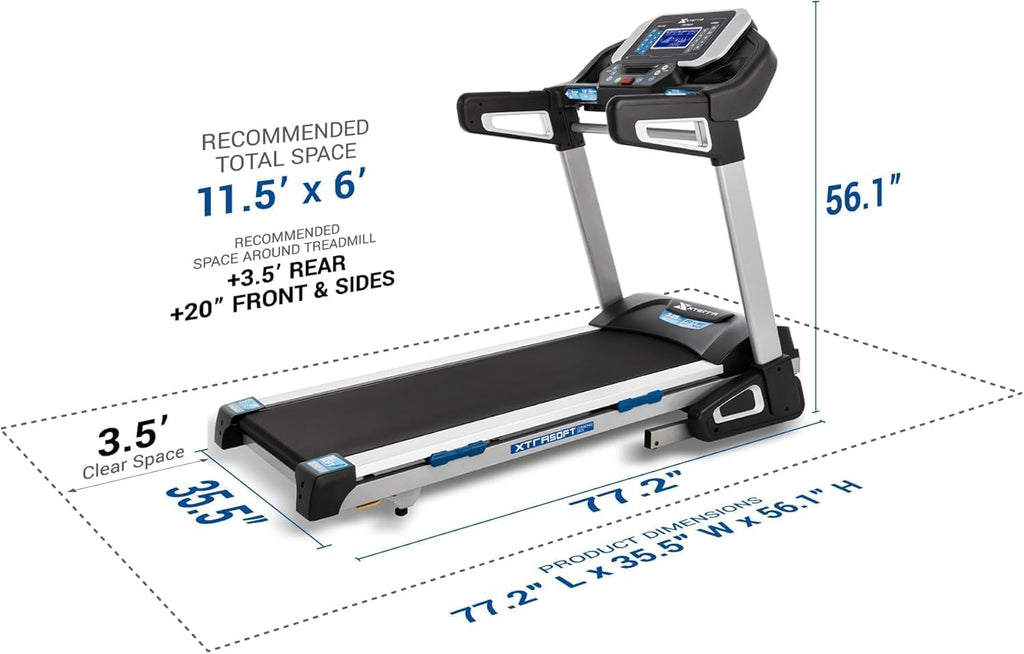 Xterra Fitness Sport Series Premium Folding Smart Treadmill, Handlebar Speed and Incline Controls, Large XTRASoft Cushioned Running Deck, Built-in FTMS-Enabled Bluetooth with XF Connect Fitness App