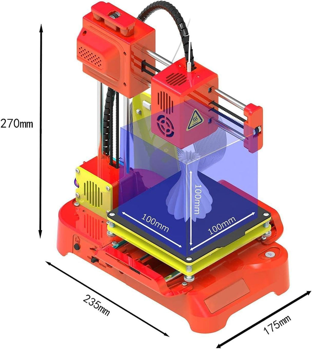 Mini 3D Printer for Kids, K7 Desktop 3D Printer, with Pla Filament Magnetic Removable Plate USB Cable Tf Card, 100x100x100mm for Kids Student Education