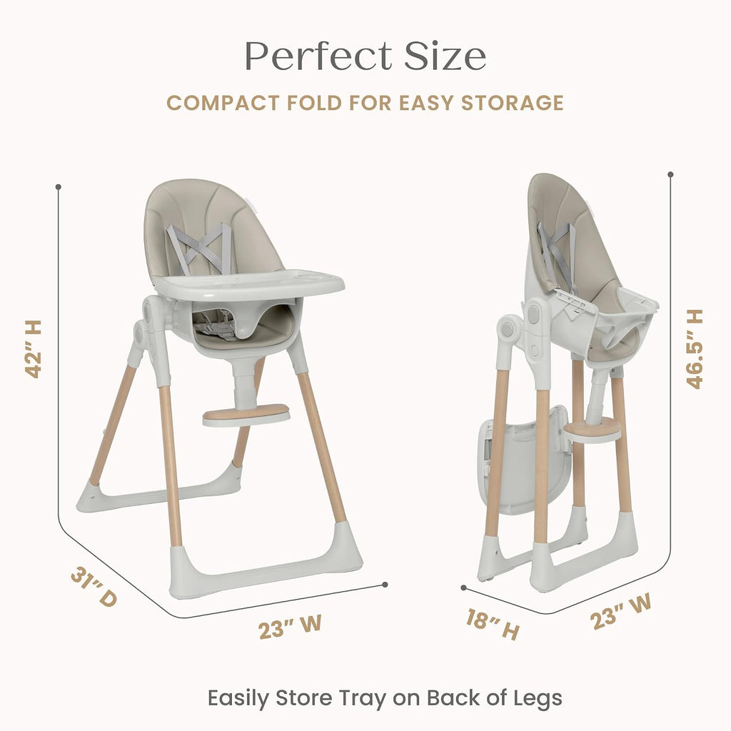 Delta Children Duet 2-in-1 High Chair and Infant Seat - Dishwasher Safe Meal Tray - FSC-Certified Wood, Taupe