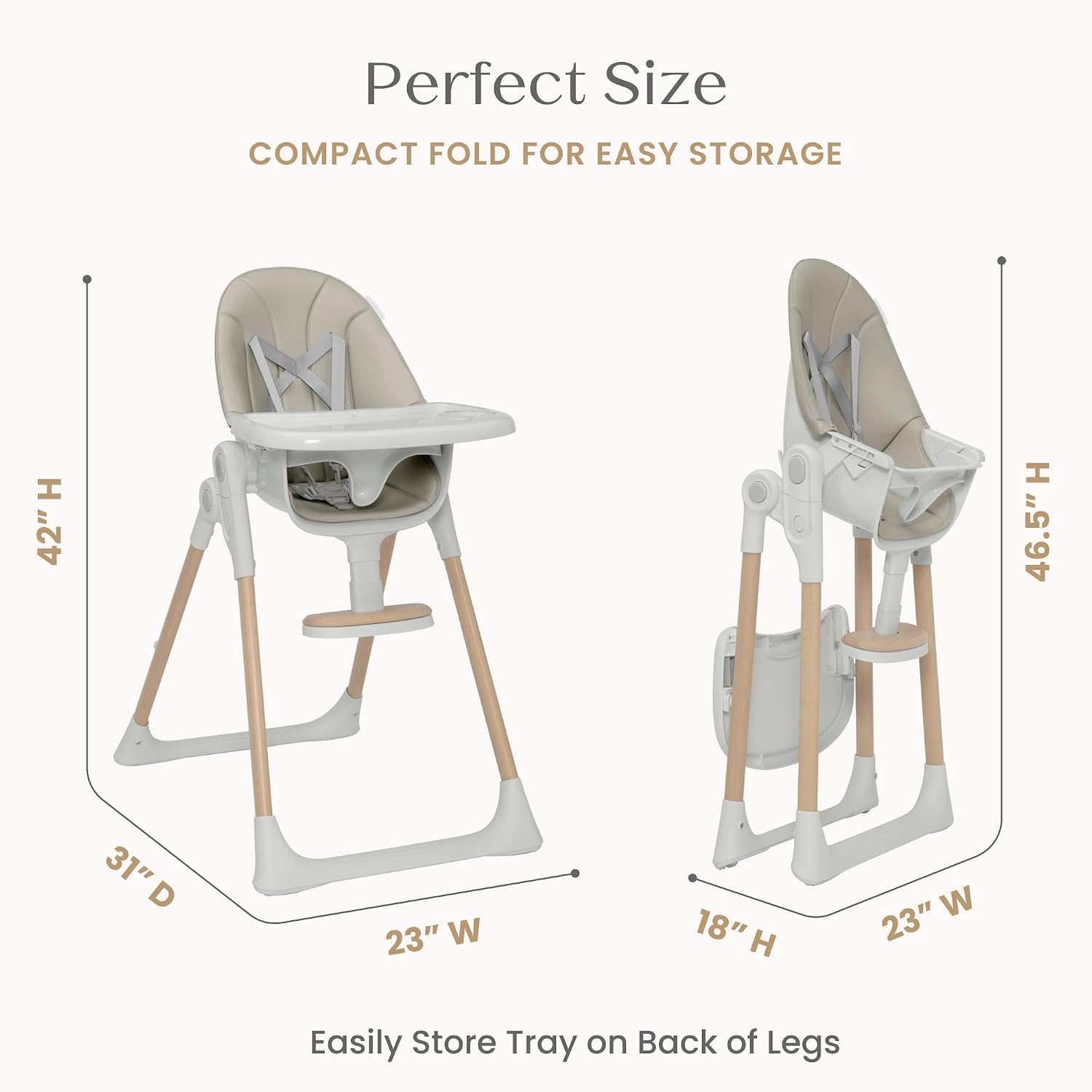 Delta Children Duet 2-in-1 High Chair and Infant Seat - Dishwasher Safe Meal Tray - FSC-Certified Wood, Taupe
