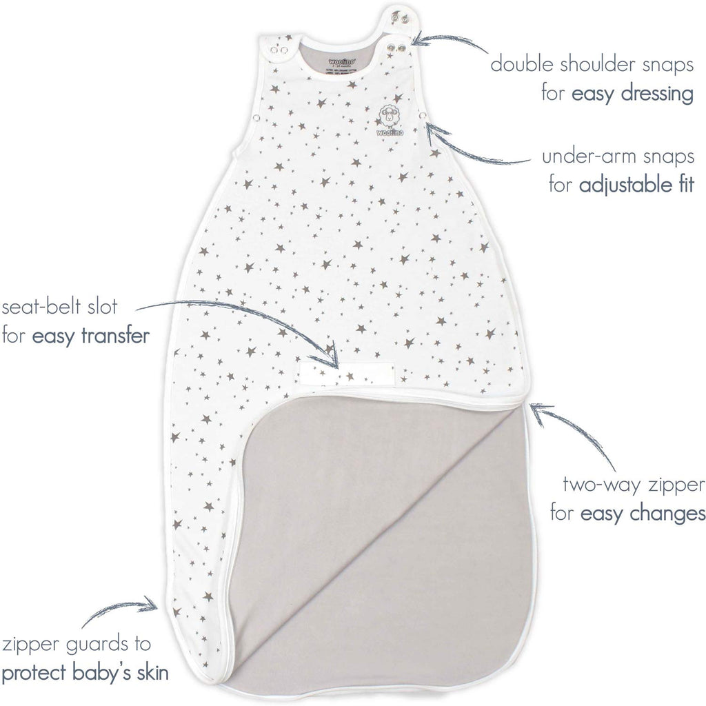 Woolino 4 Season Ultimate Baby Sleep Sack – Merino Wool Baby Sleep Bag, Organic Cotton, Temperature Regulating Wearable Blanket, Adjustable Sleep Sack 2–24 Months, All Season - Panda