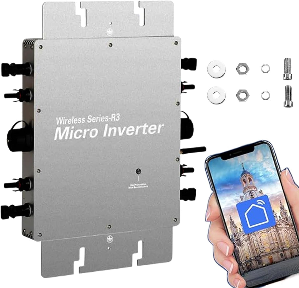 1600 Inverter for Your Solar Balcony Power Plant 1600W Intelligent Solar Inverter WiFi for Balcony Power Plant, PV Inverter for 2 Solar panels/IP67/App/MPPT