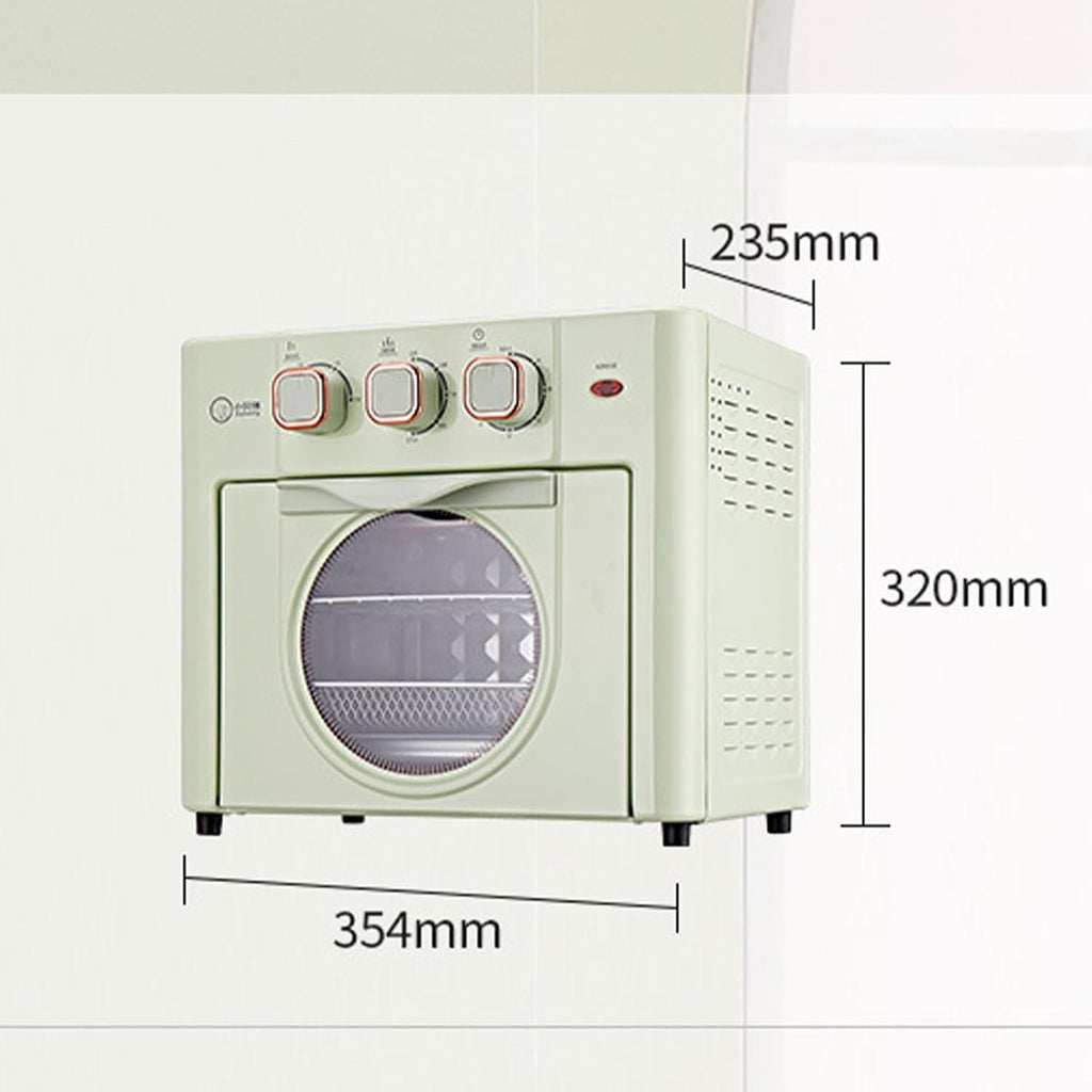 Household Multi-function Oven, 18L Electric Air Fryer Oven with 3 Mechanical Knob, 100-210℃ Air Fryer Toaster Oven Combo with Temperature Control & Timer, 360° Hot Air Circulation white
