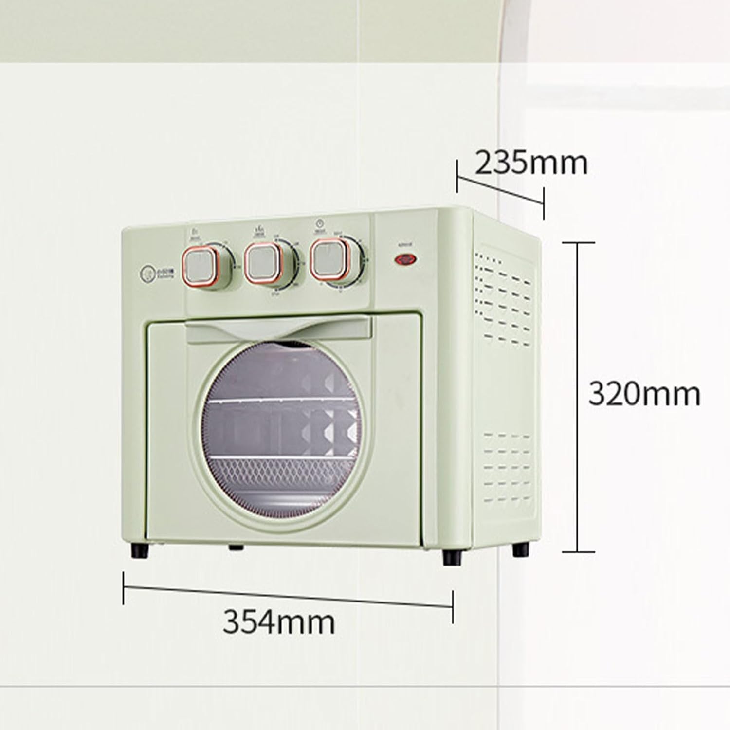 Household Multi-function Oven, 18L Electric Air Fryer Oven with 3 Mechanical Knob, 100-210℃ Air Fryer Toaster Oven Combo with Temperature Control & Timer, 360° Hot Air Circulation white