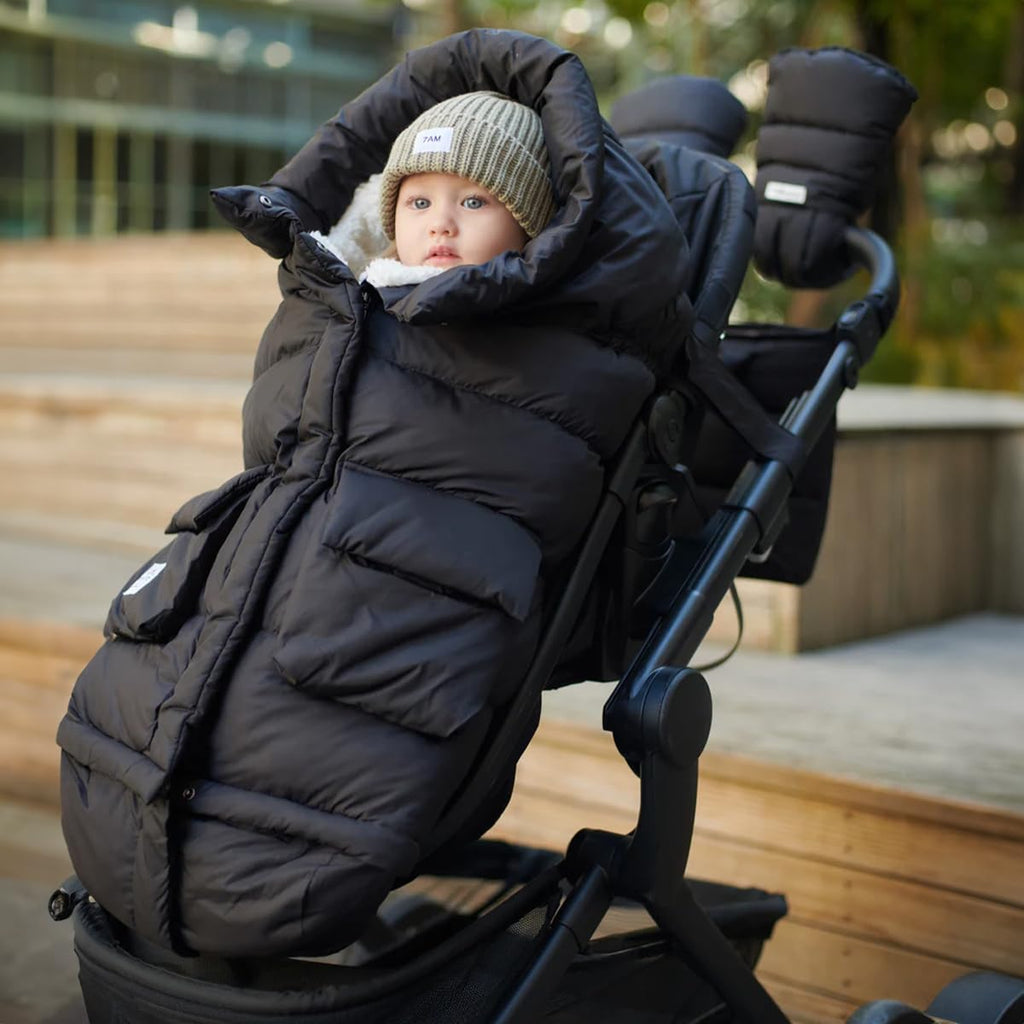 7AM Enfant Stroller Blanket 212 - Adjustable Baby Car Seat Zipped Blanket for Babies Winter, Unisex Multi Purpose Fleece Lined Warm Hooded Toddler Footmuff Water Repellent | (6M - 4T)