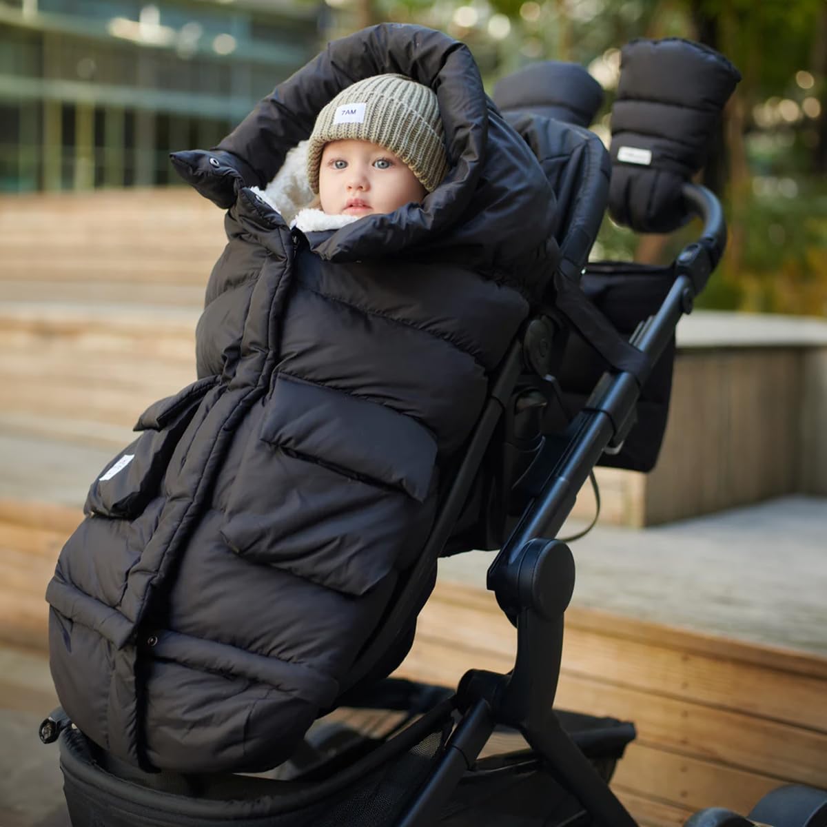 7AM Enfant Stroller Blanket 212 - Adjustable Baby Car Seat Zipped Blanket for Babies Winter, Unisex Multi Purpose Fleece Lined Warm Hooded Toddler Footmuff Water Repellent | (6M - 4T)