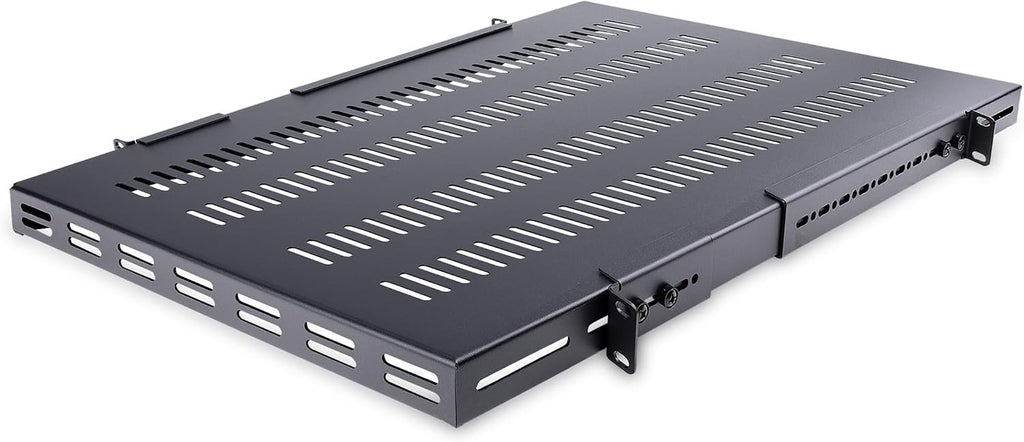 StarTech.com 1U 4-Post Adjustable Vented Server Rack Mount Shelf - 330lbs(150 kg) - 19.5 to 38in Adjustable Mounting Depth Universal Tray 19' AV/ Network Equipment Rack - 27.5in Deep (ADJSHELFHDV)