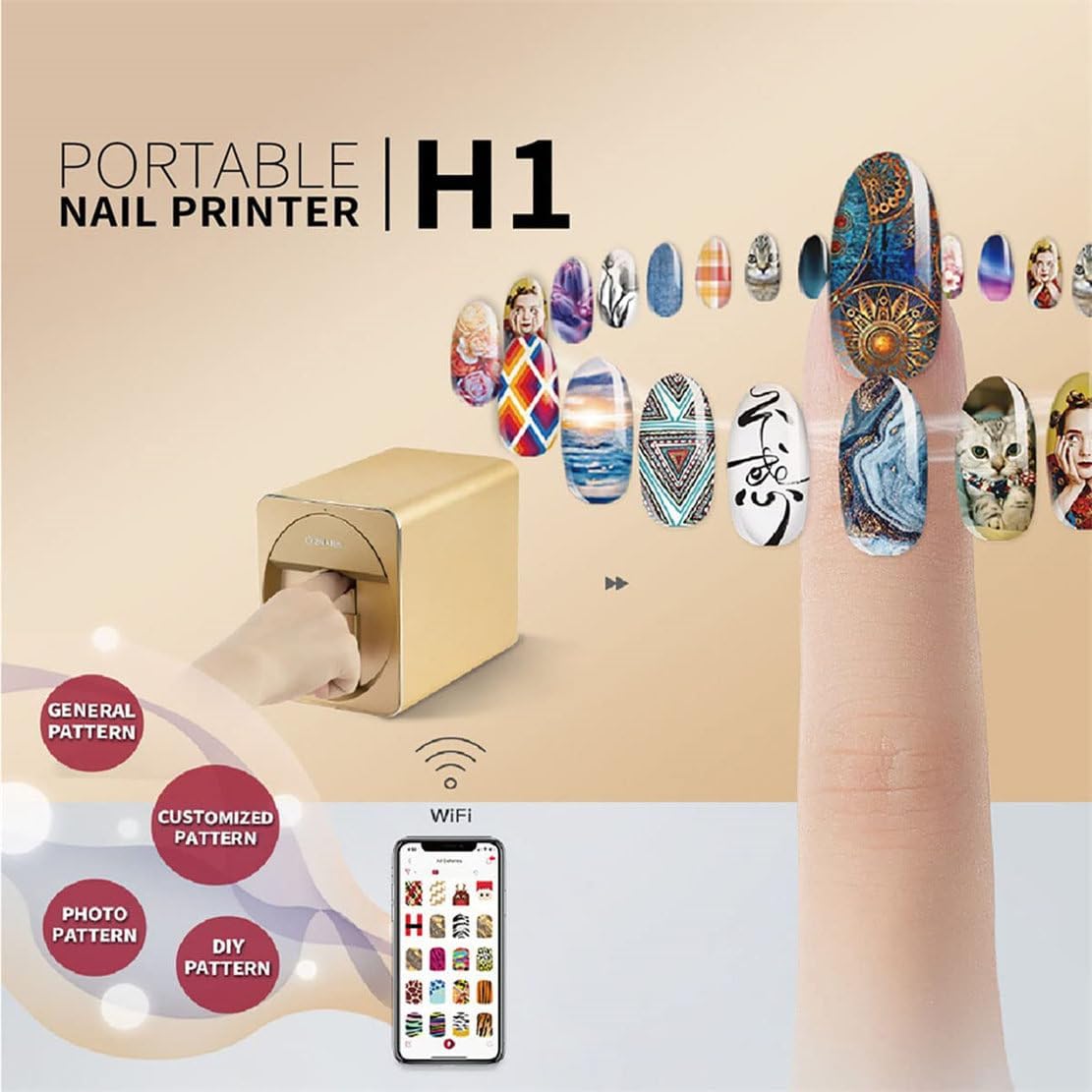 Intelligent 3D Nail Painting Machine Portable Digital Mobile Art Printer Support WiFi/DIY Professional Equipment for Beauty & Personal Care Girls' Home Nails